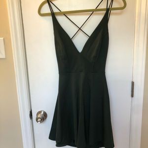 Green Backless Fitted Skater Dress